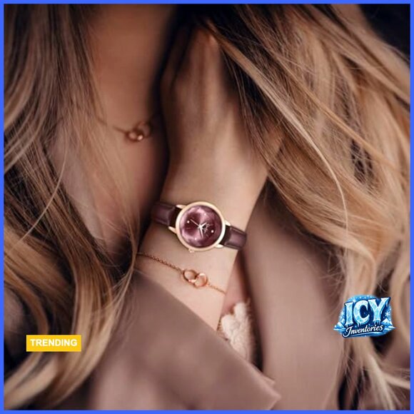 Leather Band Watch with Crystal Dial, Quartz Movement, Elegant Dress Timepiece main image 5